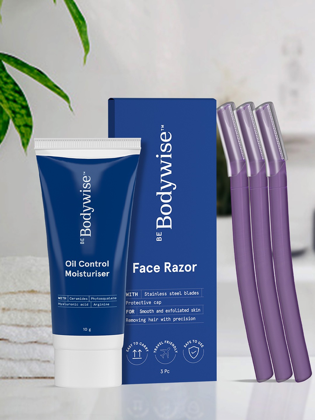 

Be Bodywise Women Set of 3 Face Razor with Oil Control Moisturiser, Navy blue