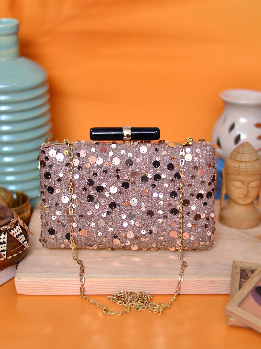 

ARTKLIM Pink Embellished Box Clutch