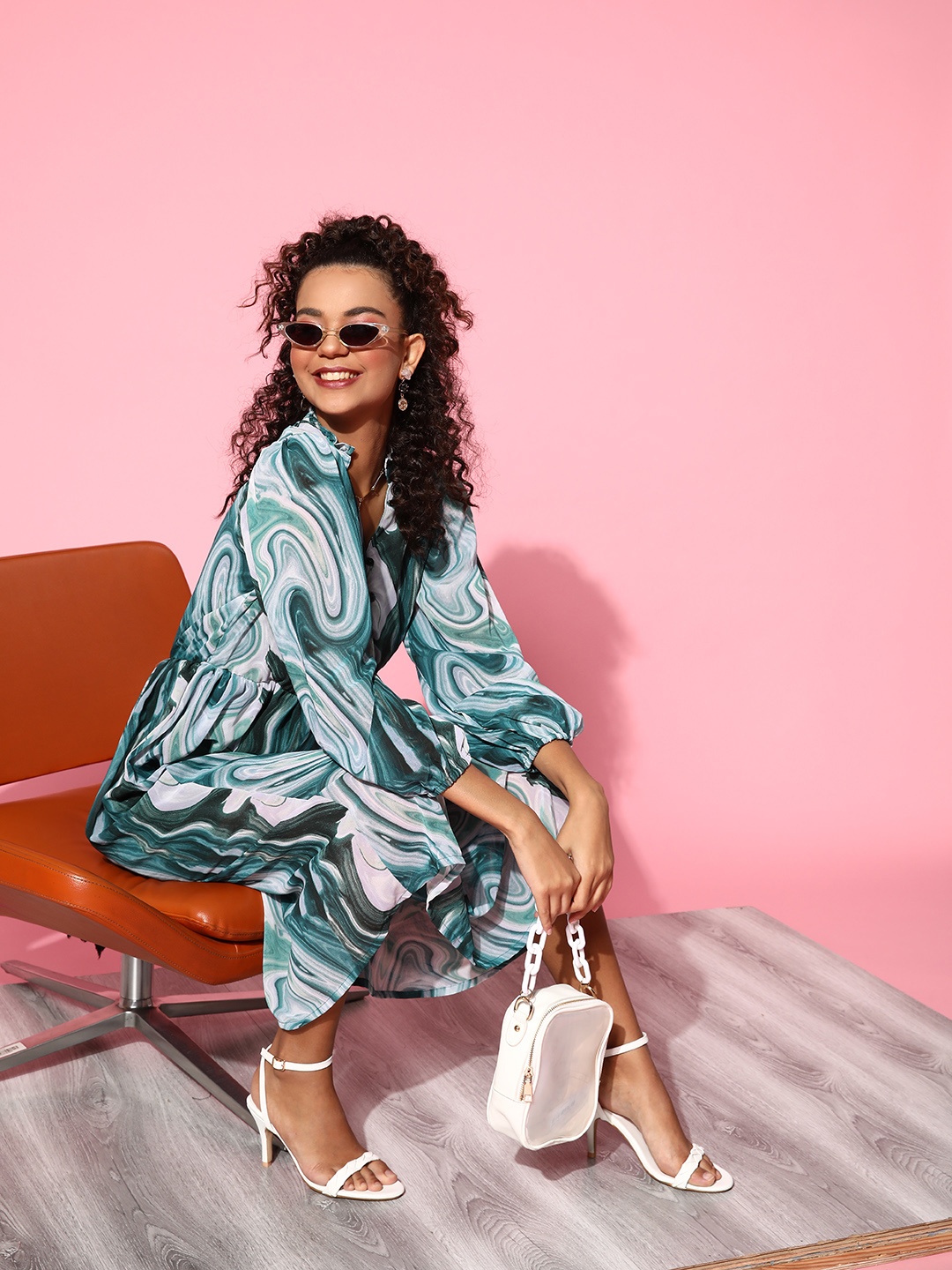 

plusS Green A-Line Midi Dress