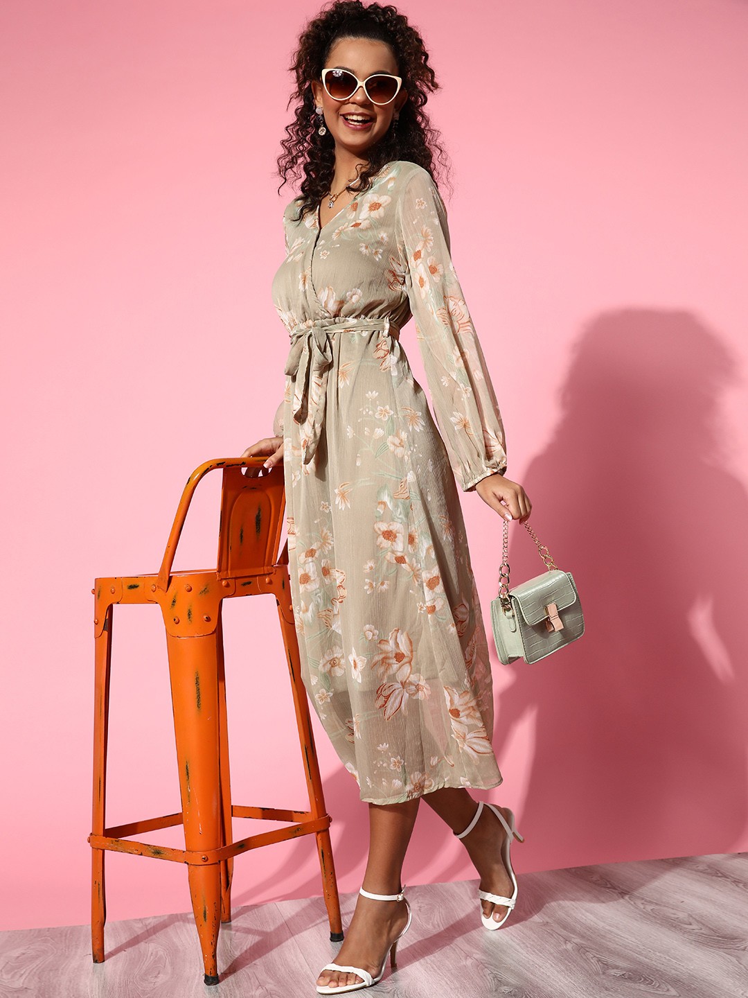 

plusS Olive Green Floral Midi Dress