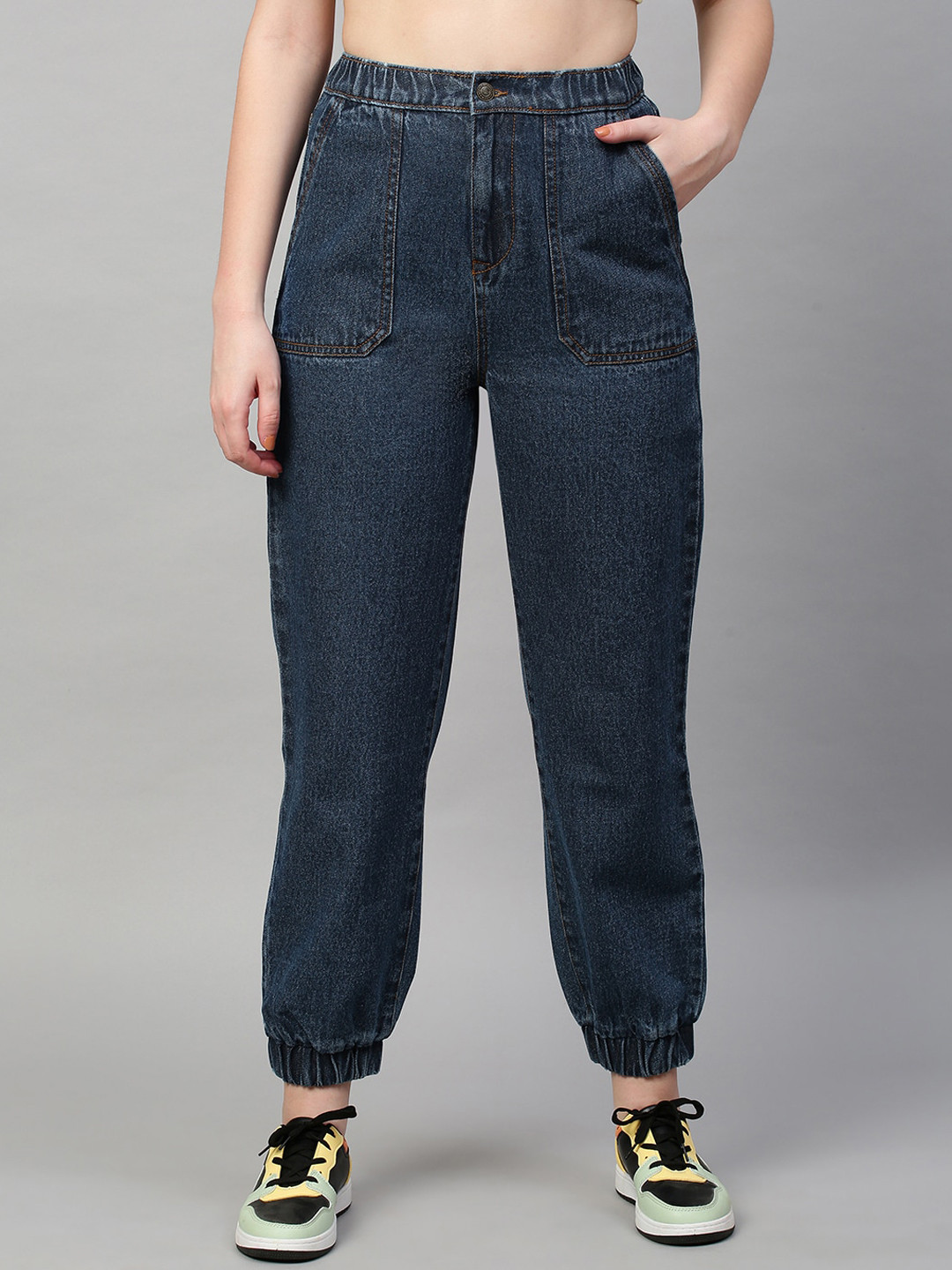

TARAMA Women Blue Jogger High-Rise Jeans