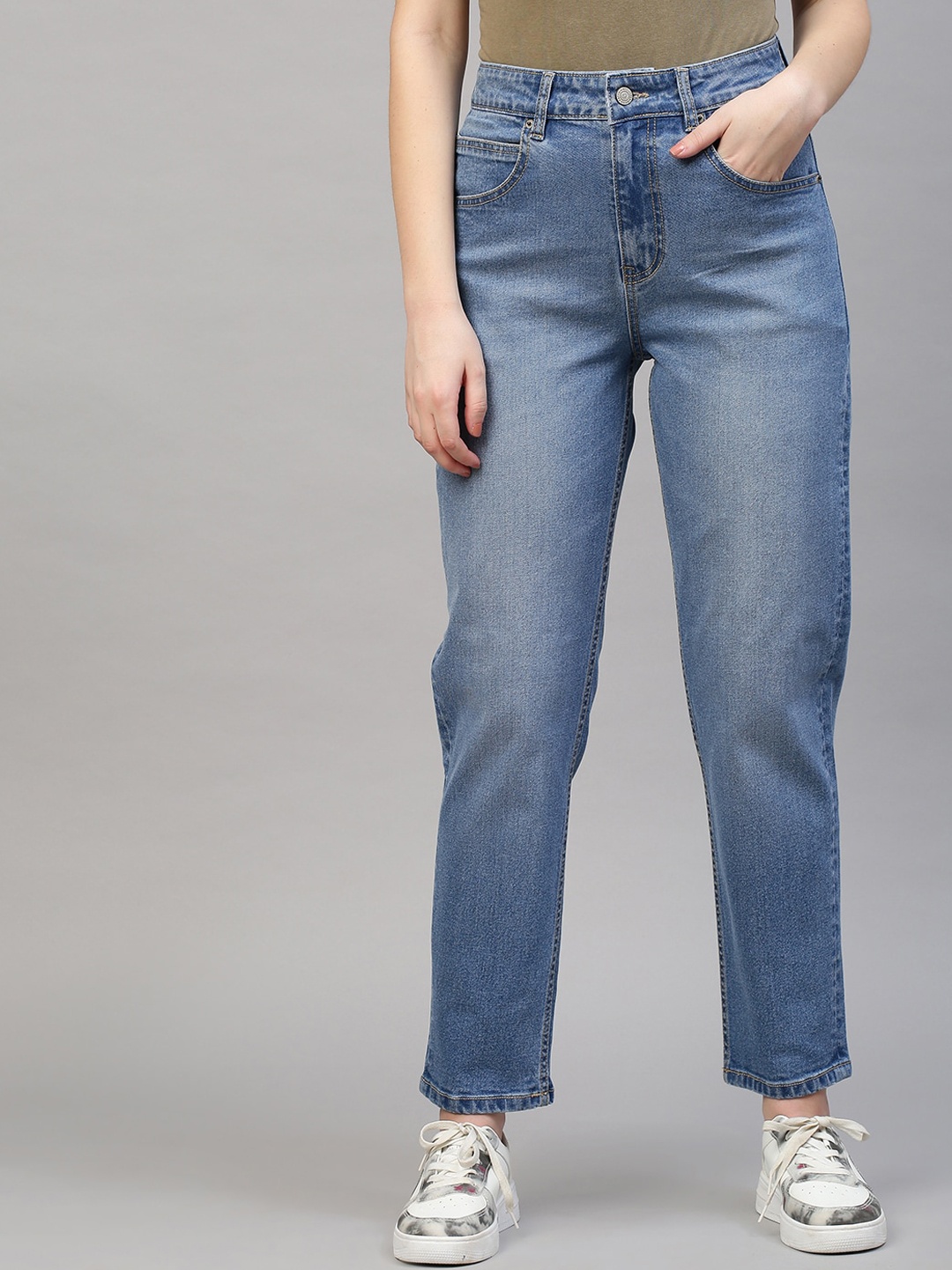 

TARAMA Women Blue High-Rise Heavy Fade Jeans