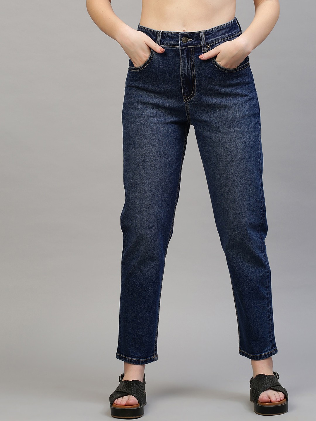

TARAMA Women Blue High-Rise Light Fade Cotton Jeans