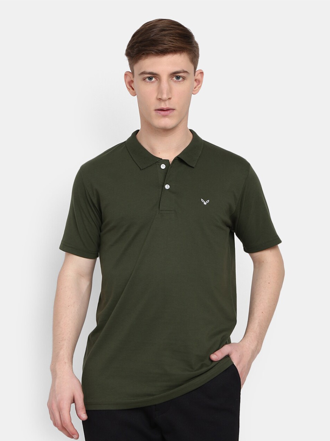 

V-Mart Men Olive Green Solid Polo Collar T-shirt