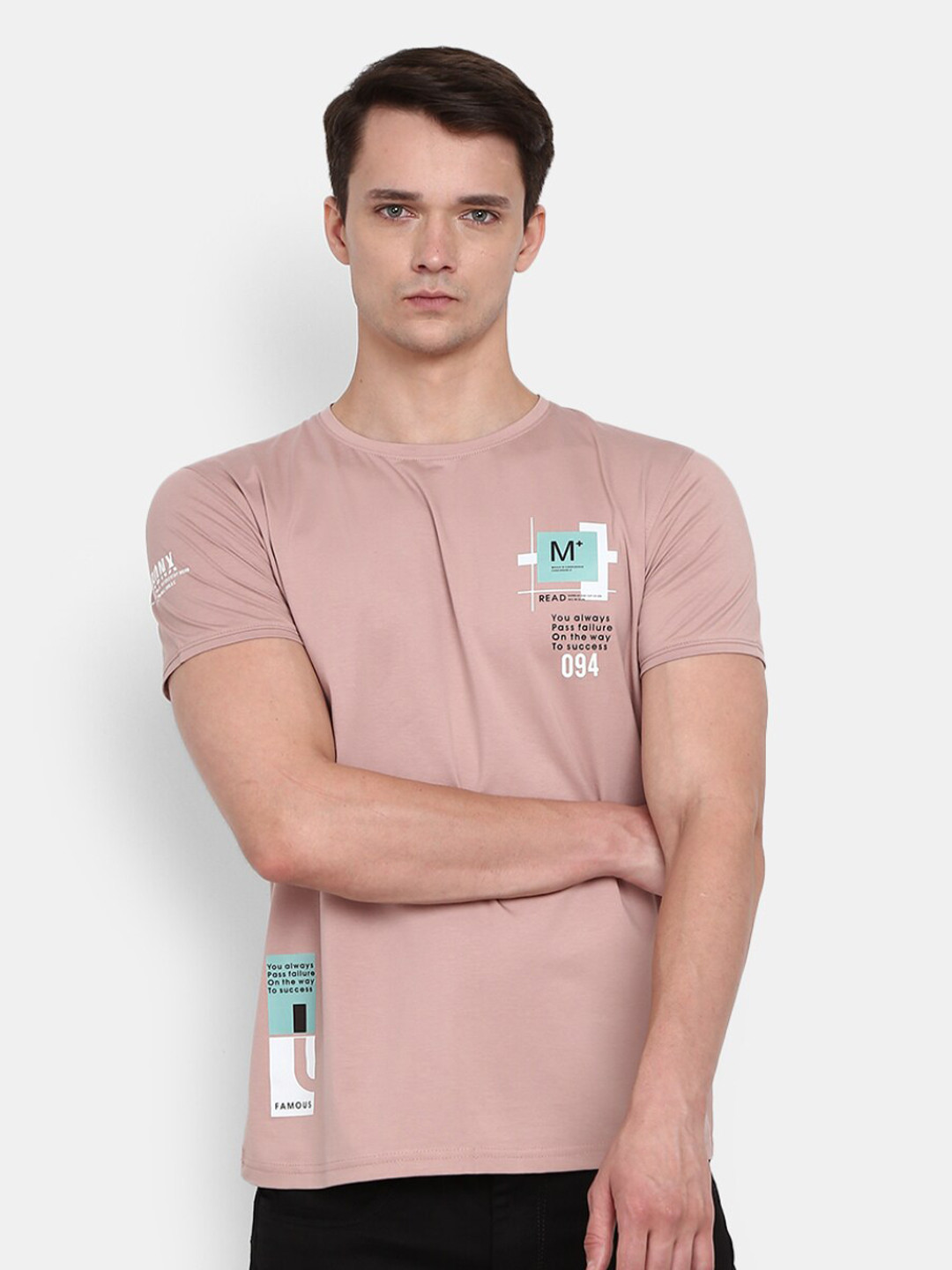 

V-Mart Men Peach-Coloured Typography Printed T-shirt