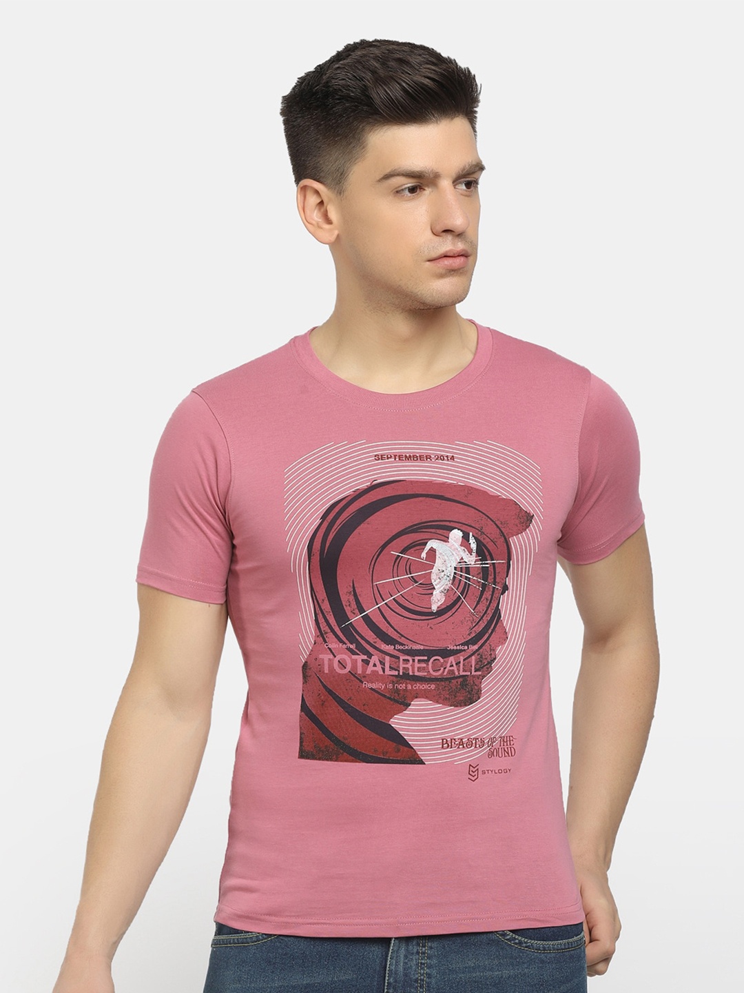 

V-Mart Men Pink Printed T-shirt