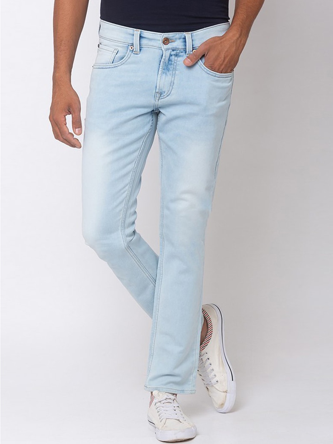 

SPYKAR Men Blue Slim Fit Low-Rise Low Distress Heavy Fade Jeans