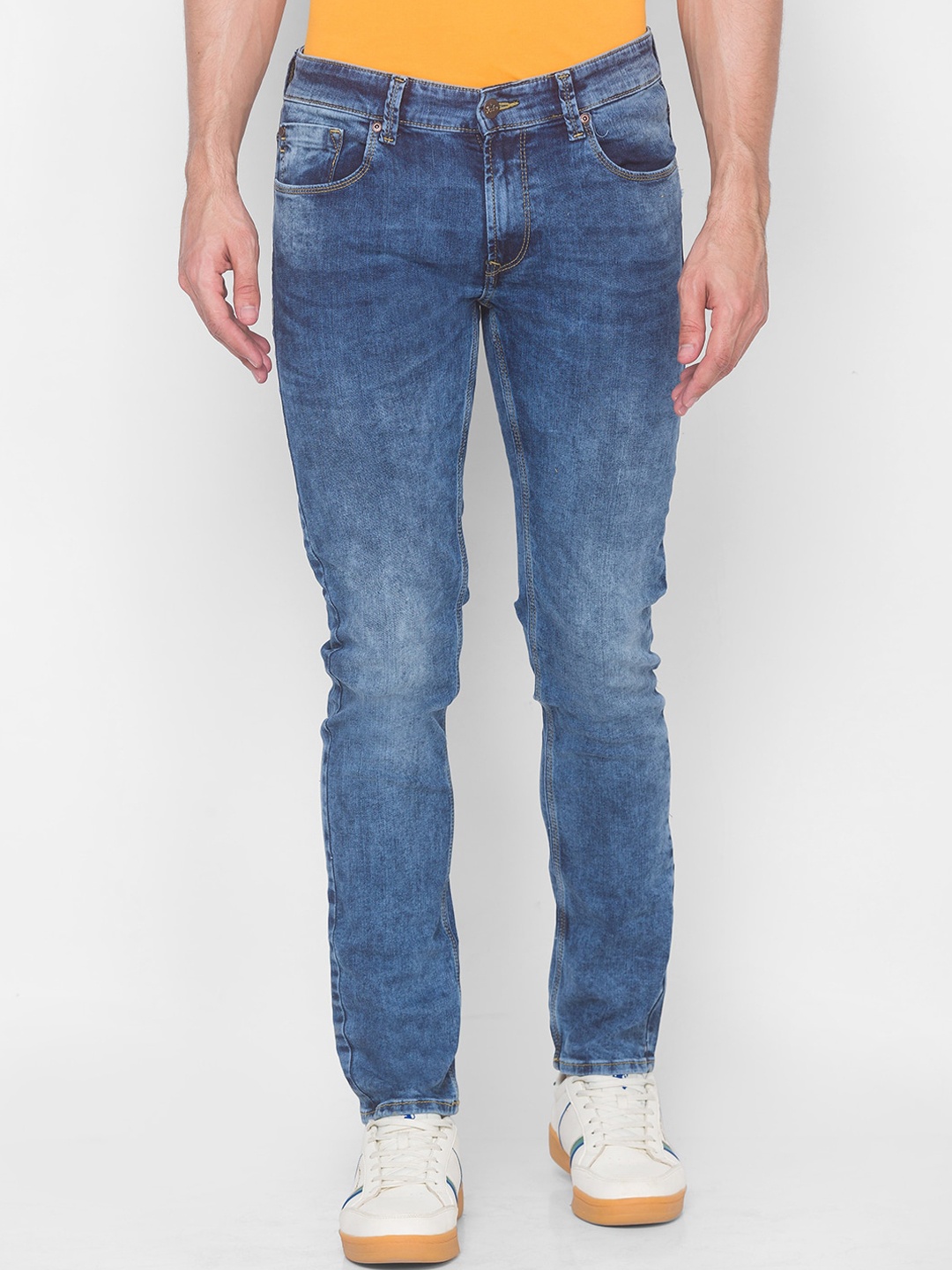 

SPYKAR Men Blue Rovers Super Skinny Fit Heavy Fade Jeans