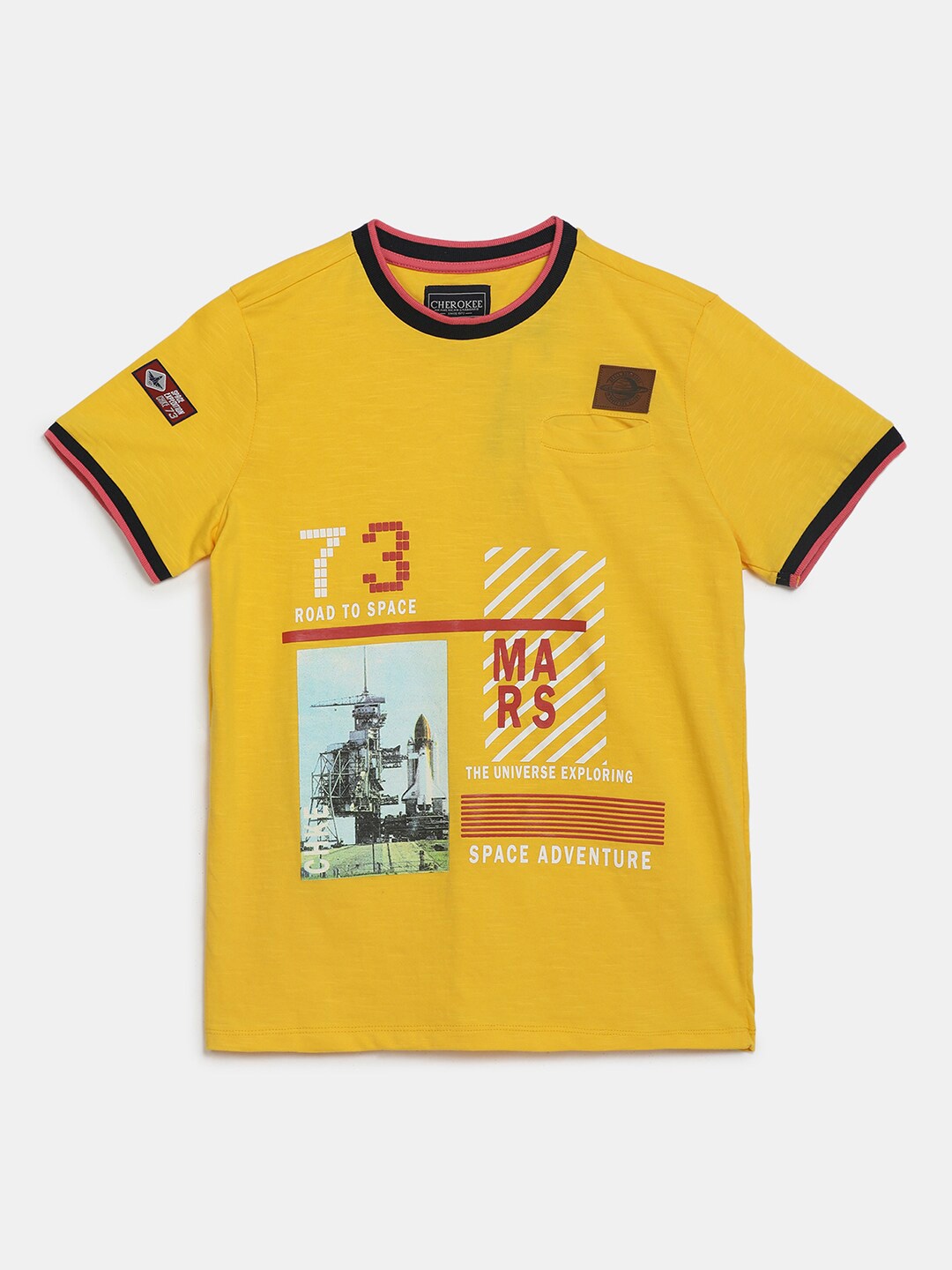 

Cherokee Kids Yellow Typography Printed Cotton T-shirt