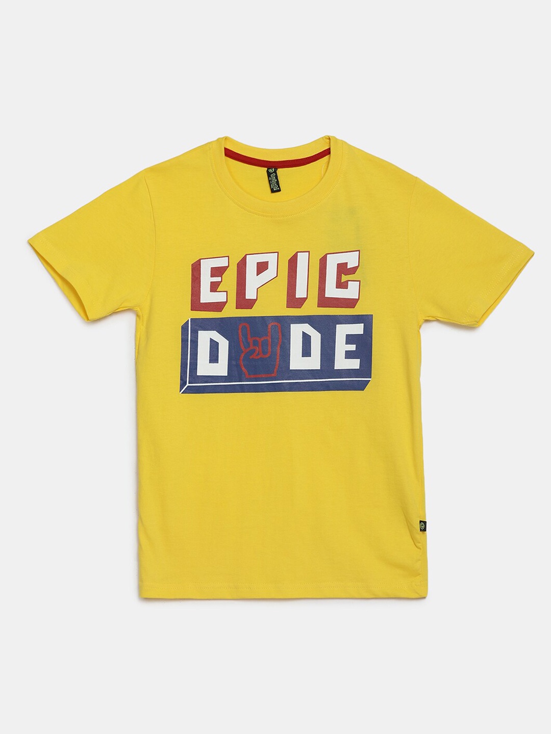 

V-Mart Kids Yellow Typography Printed Outdoor Cotton T-shirt