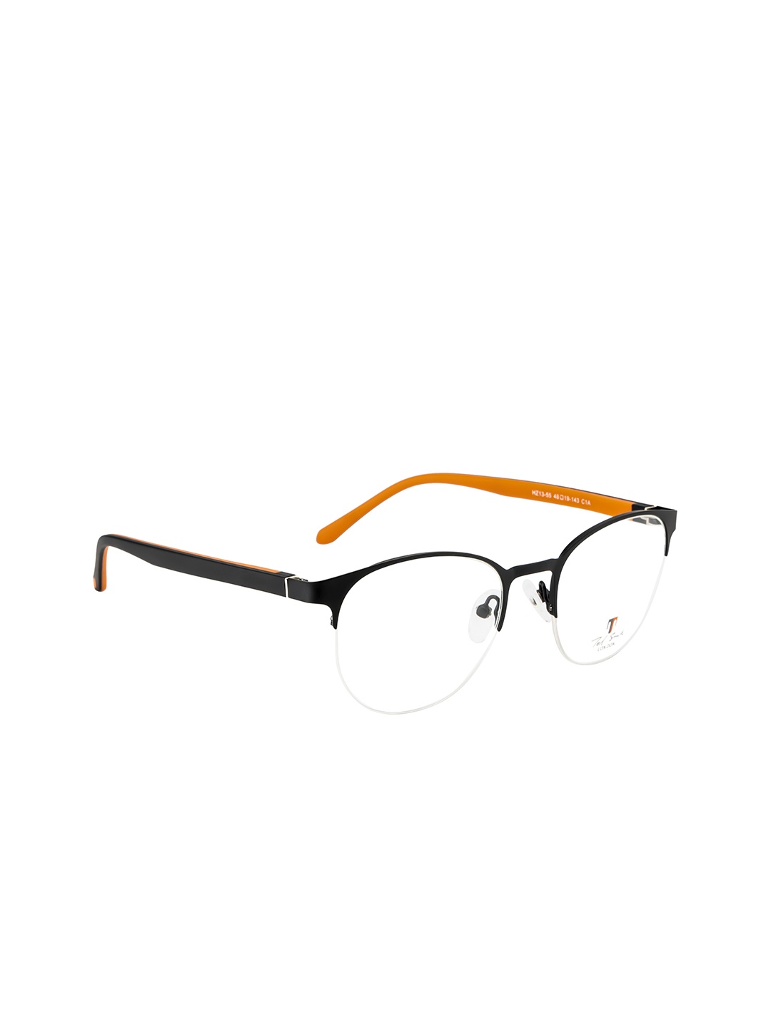 

Ted Smith Unisex Black & Orange Half Rim Round Frames Eyeglasses