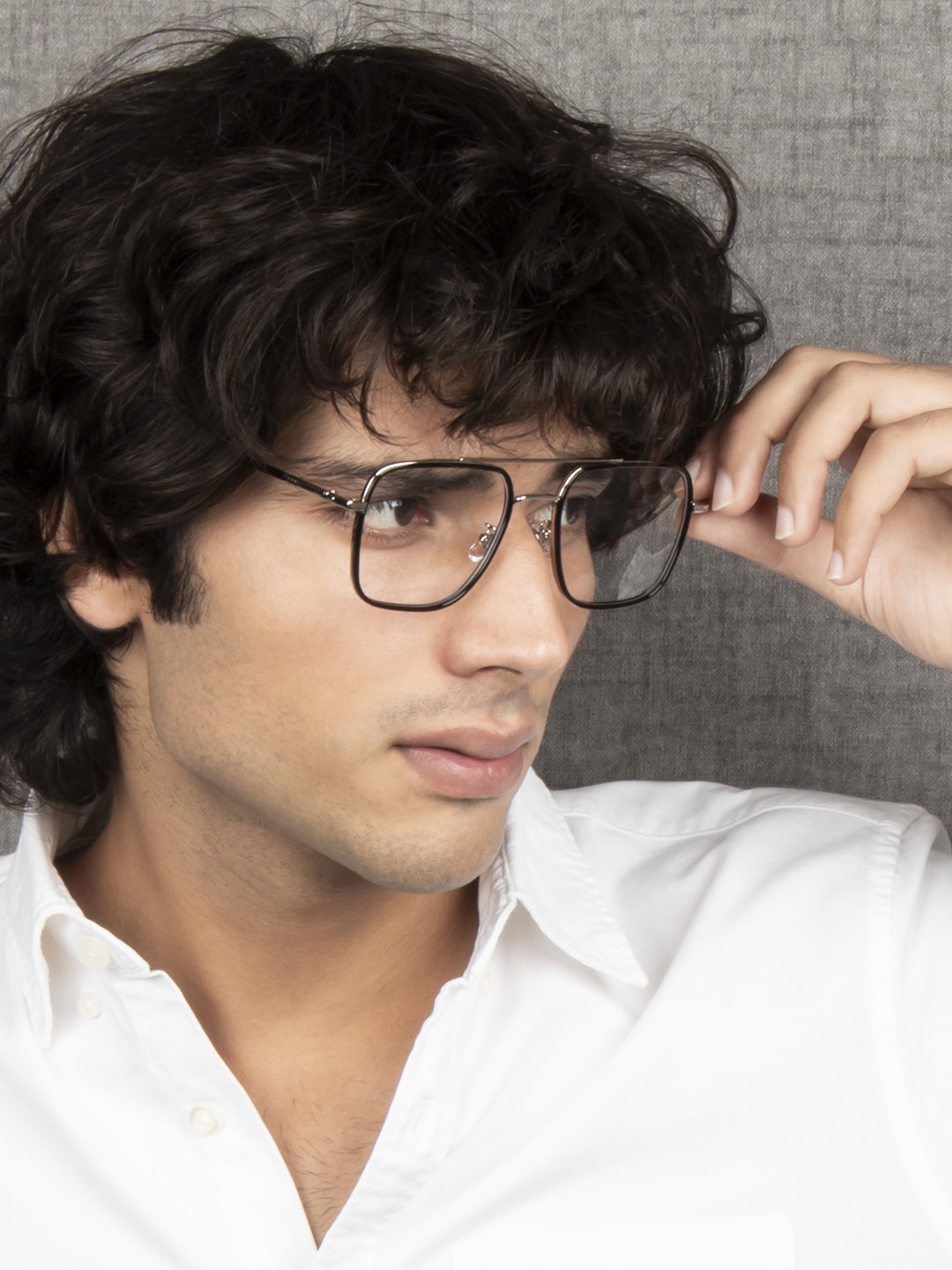 

Ted Smith Unisex Black & Silver-Toned Full Rim Aviator Frames Eyeglasses