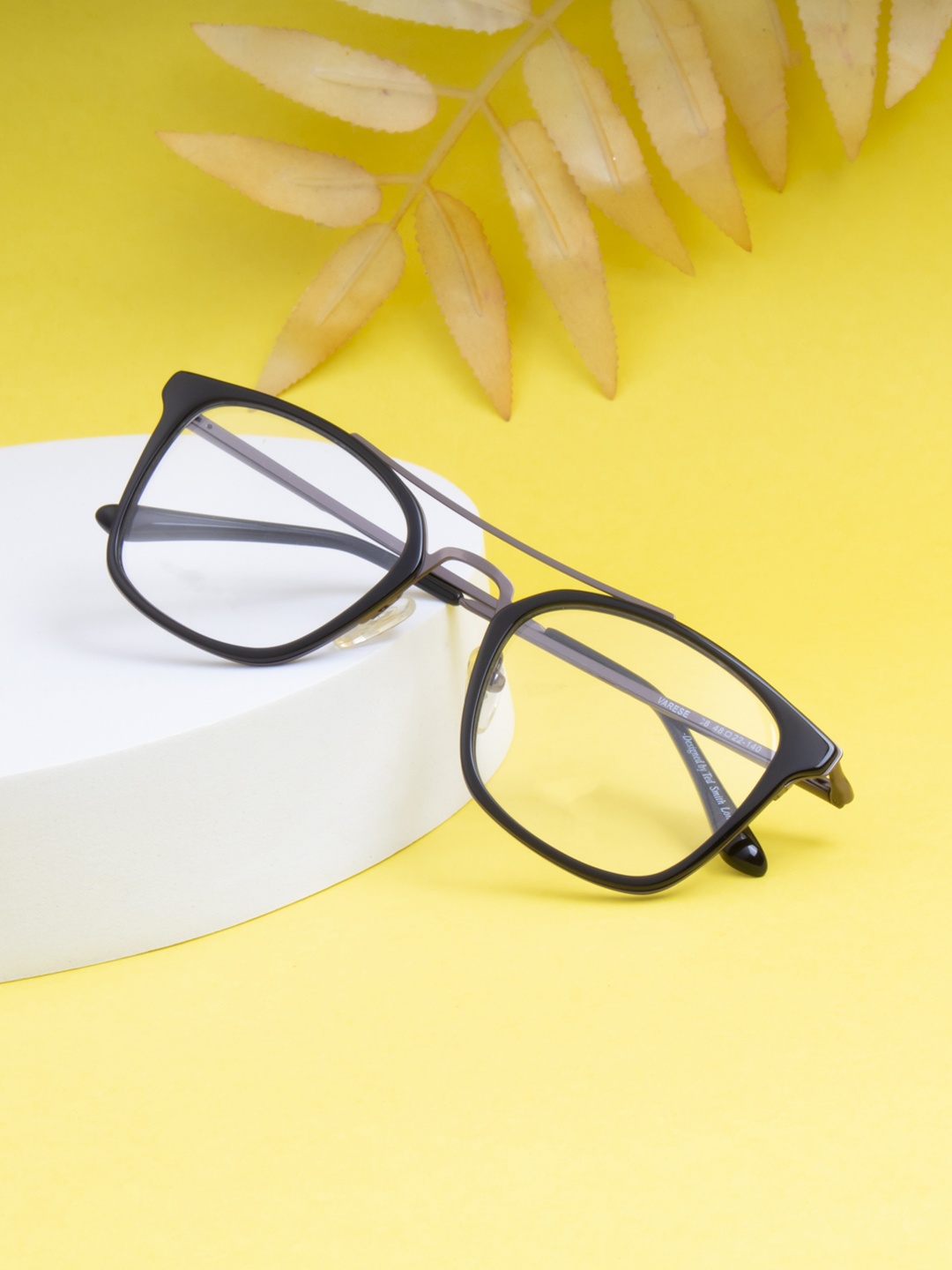 

Ted Smith Unisex Black & Grey Full Rim Square Frames Eyeglasses