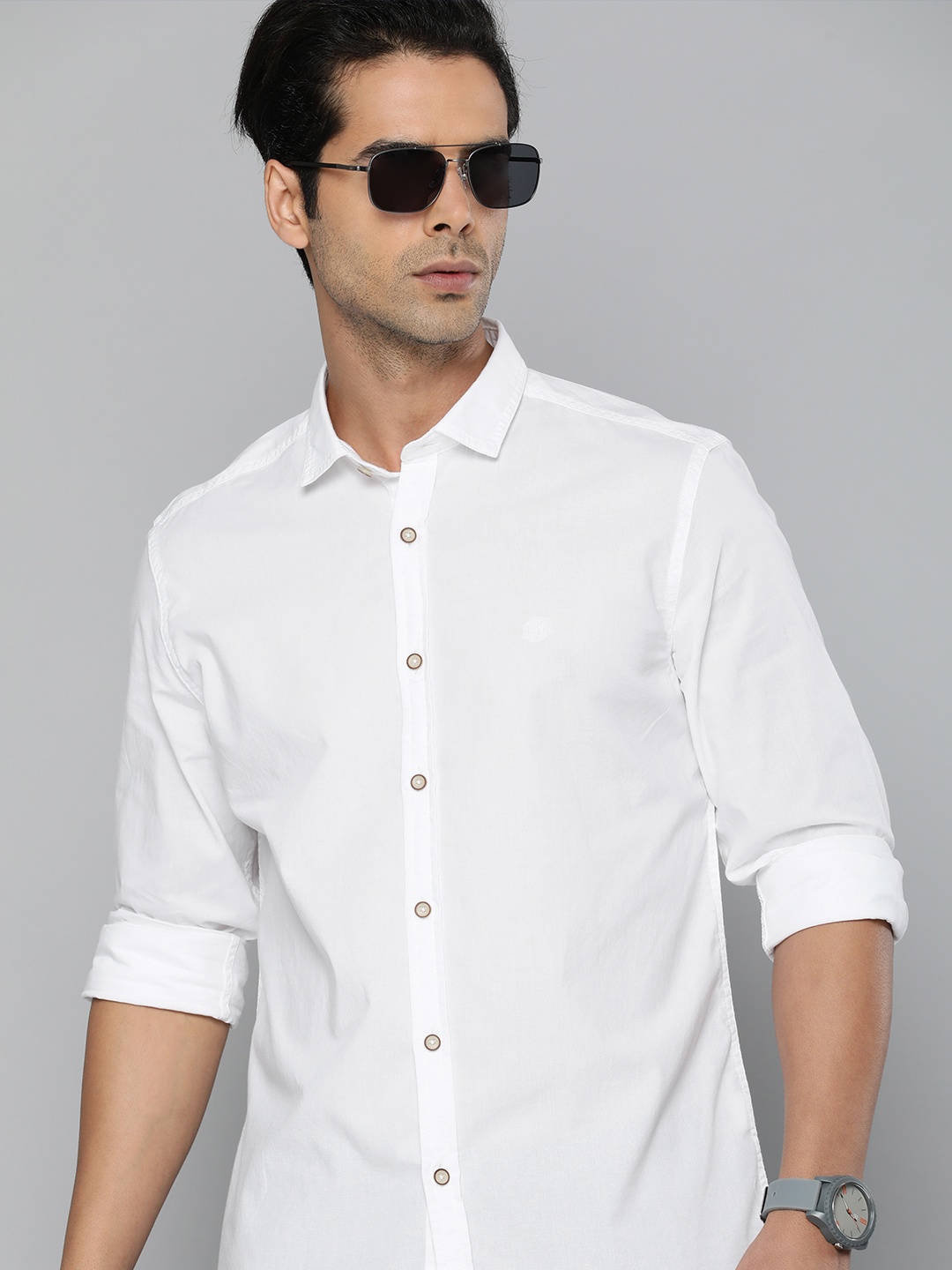 

Flying Machine Men White Slim Fit Pure Cotton Casual Shirt