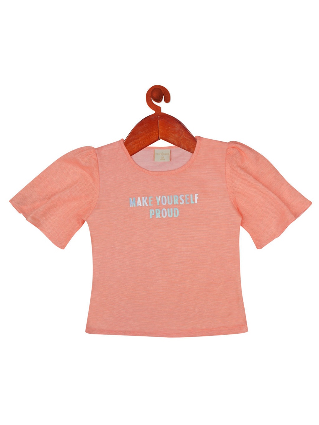 

Tiny Girl Orange Typography Printed Top