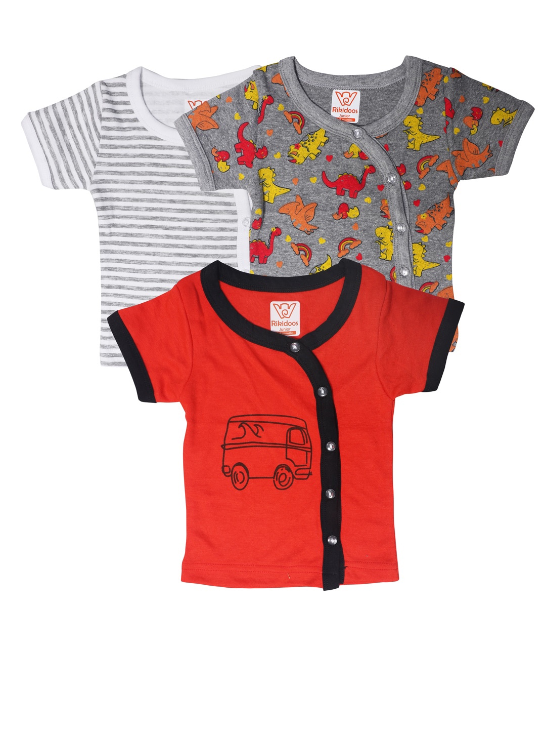 

RIKIDOOS Kids Multicoloured Set Of 3 Printed Oversized Cotton T-shirt, Multi