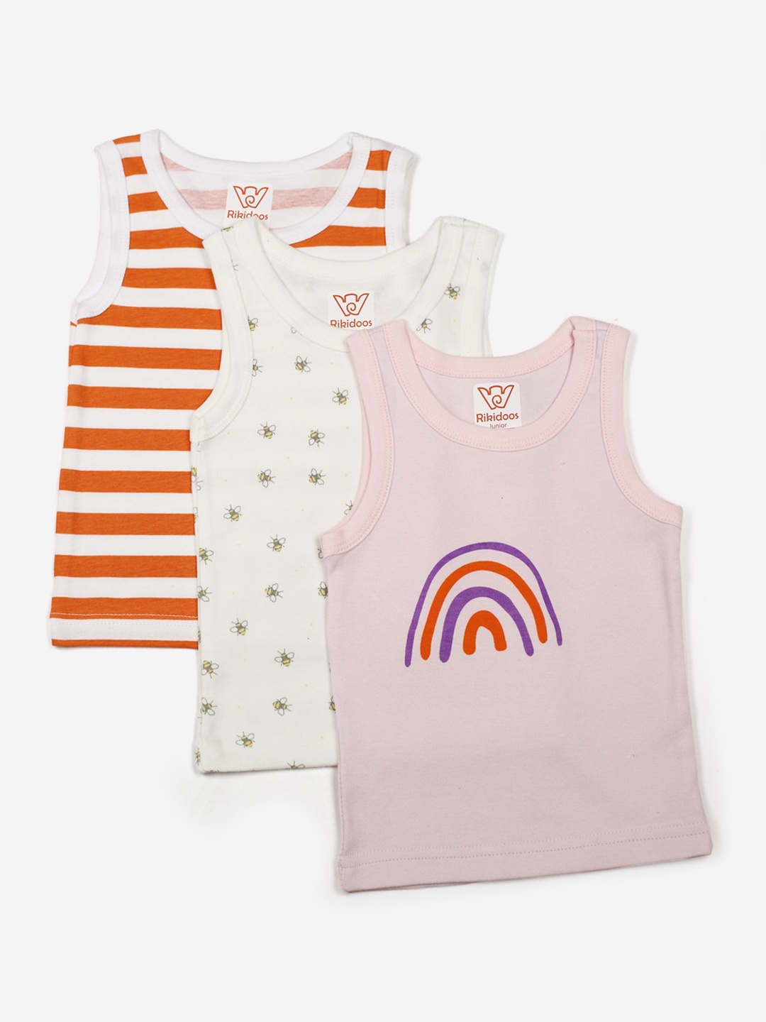 

RIKIDOOS Kids Set OF 3 Printed Loose T-shirt, Pink