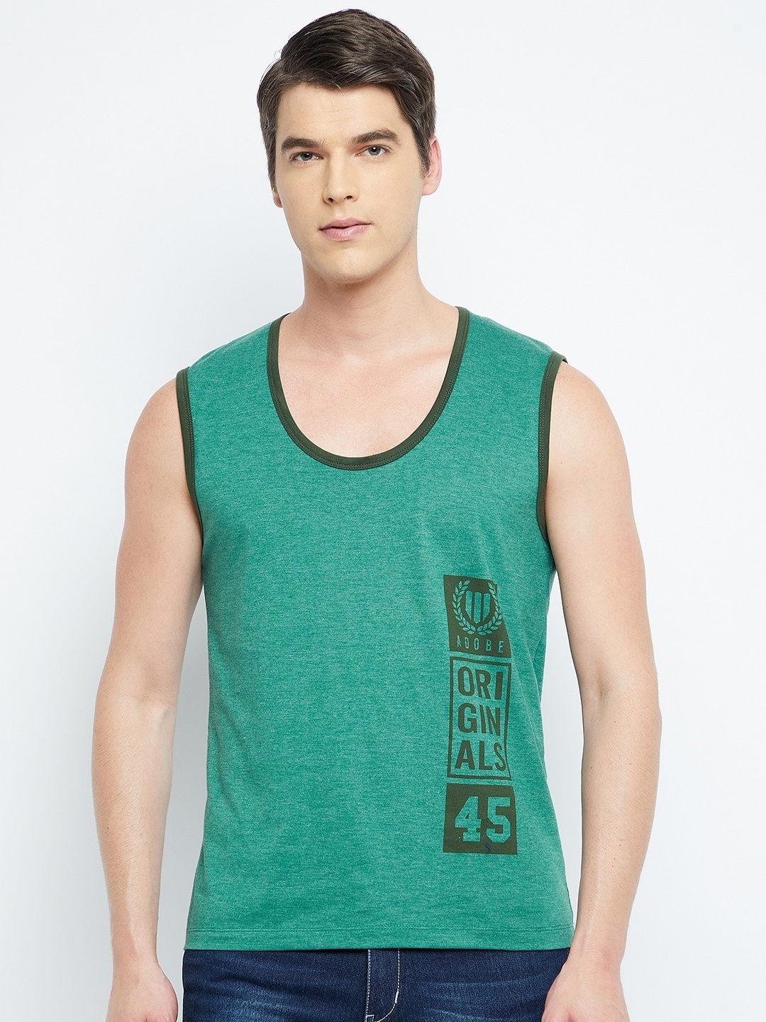 

Adobe Men Teal Typography Printed T-shirt