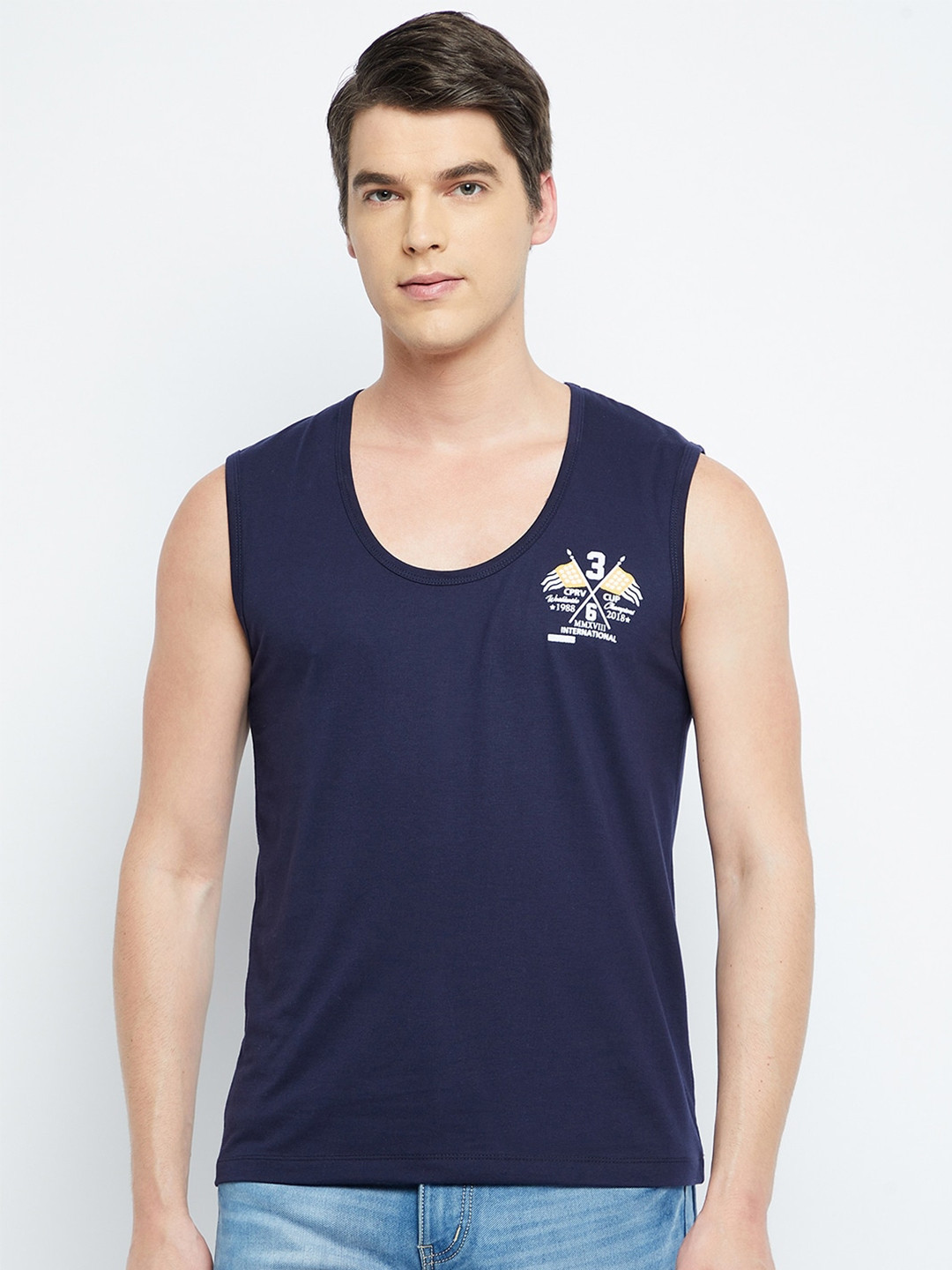 

Adobe Men Navy Blue Solid T-shirt