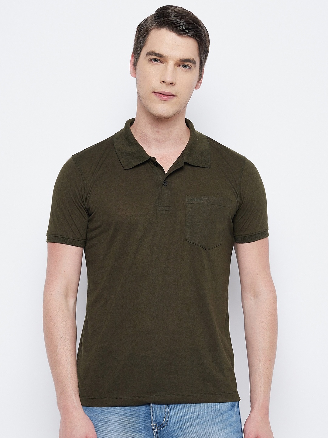 

Adobe Men Green Polo Collar T-shirt