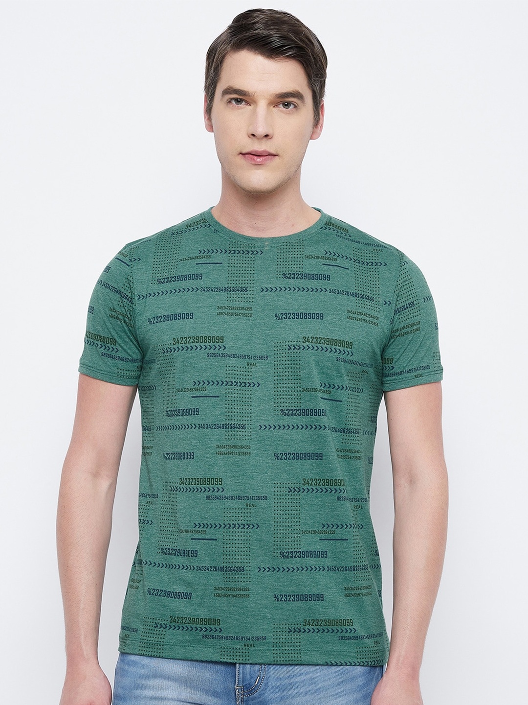 

Adobe Men grGreen Printed T-shirt, Green