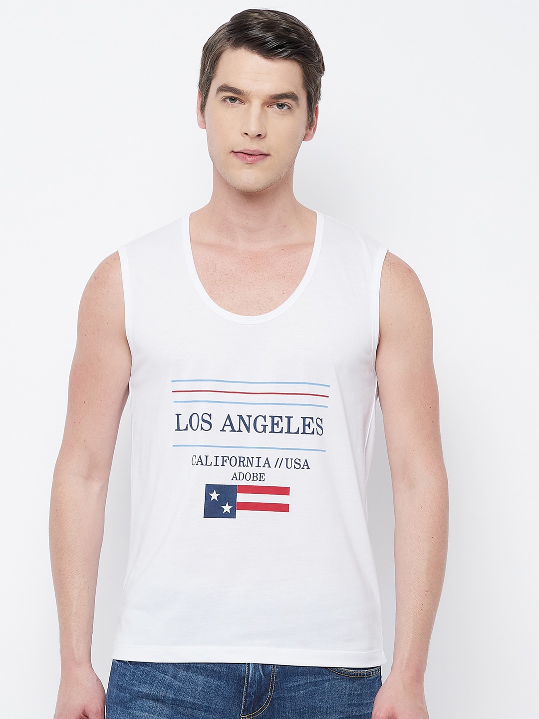 

Adobe Men White Typography Printed T-shirt