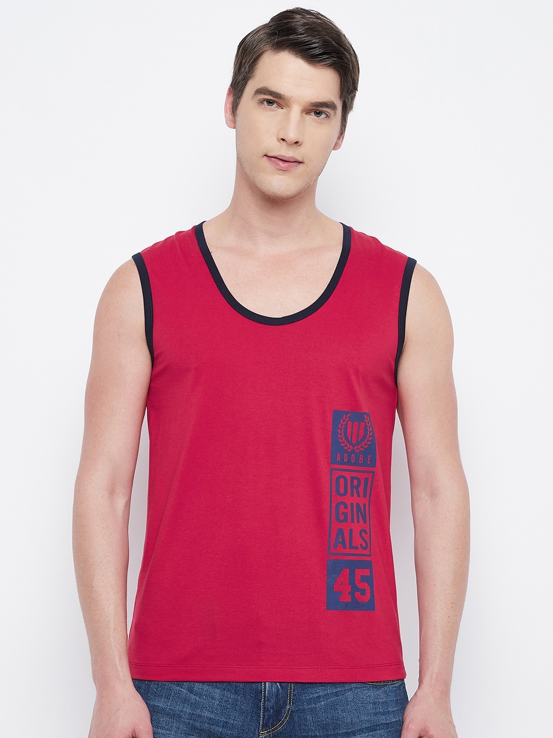 

Adobe Men Red Typography Printed T-shirt