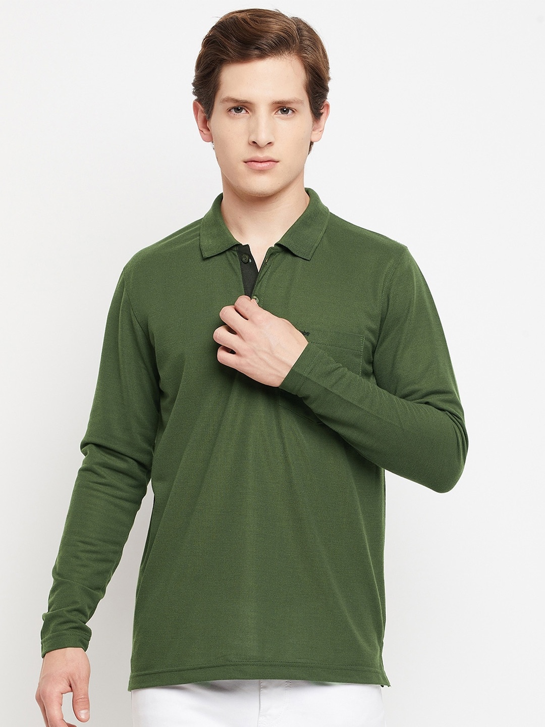 

Adobe Men Green Polo Collar T-shirt