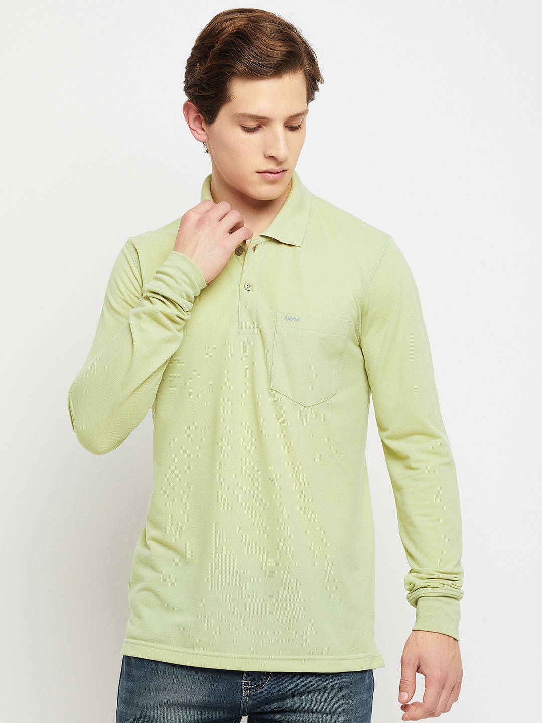 

Adobe Men Green Polo Collar T-shirt