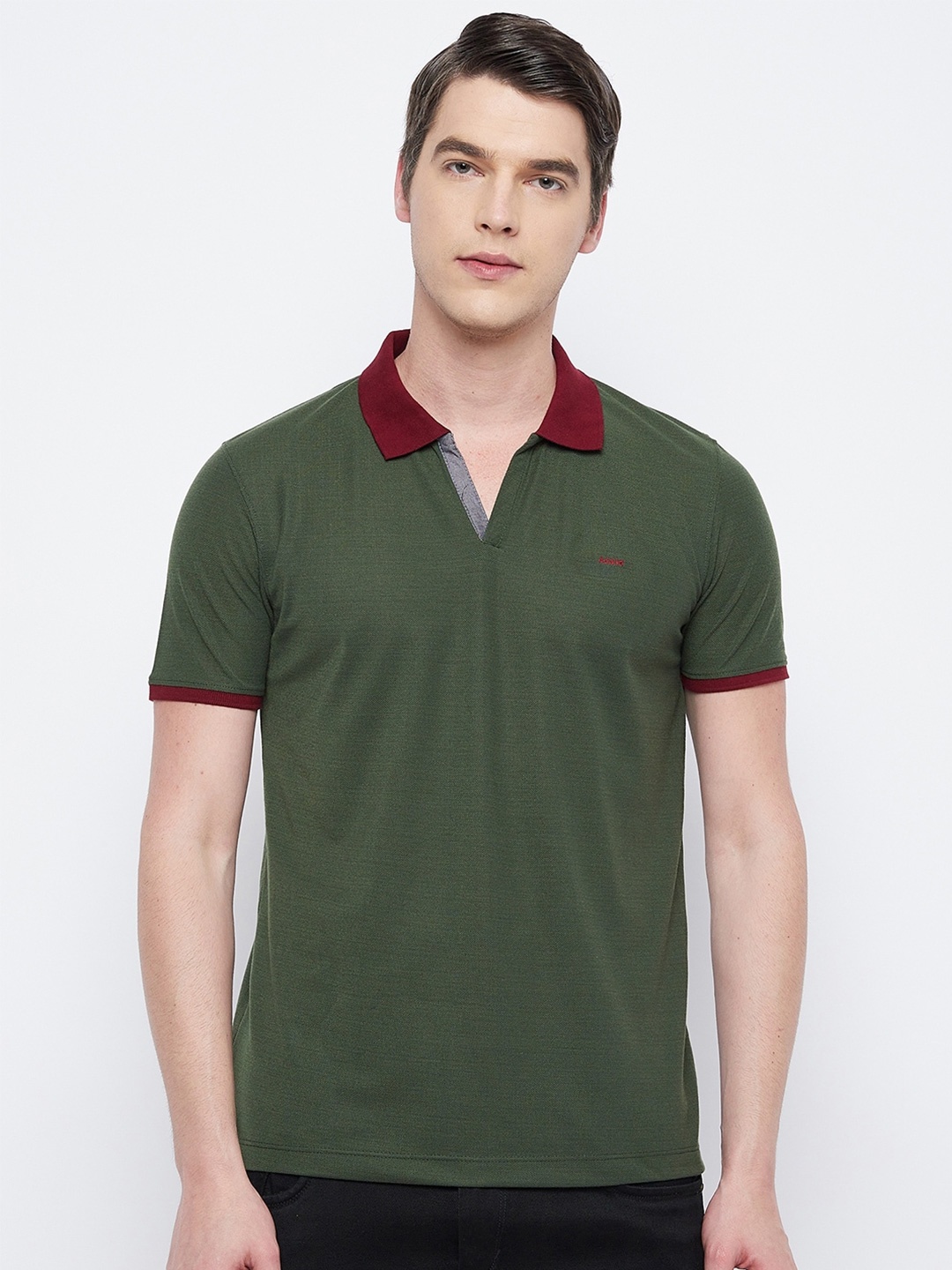 

Adobe Men Green Polo Collar T-shirt