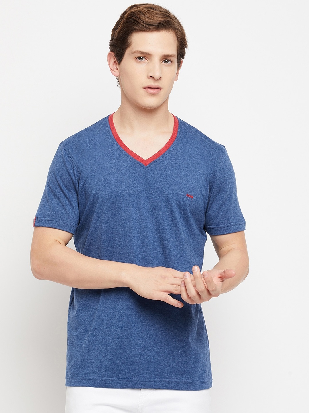 

Adobe Men Blue V-Neck T-shirt