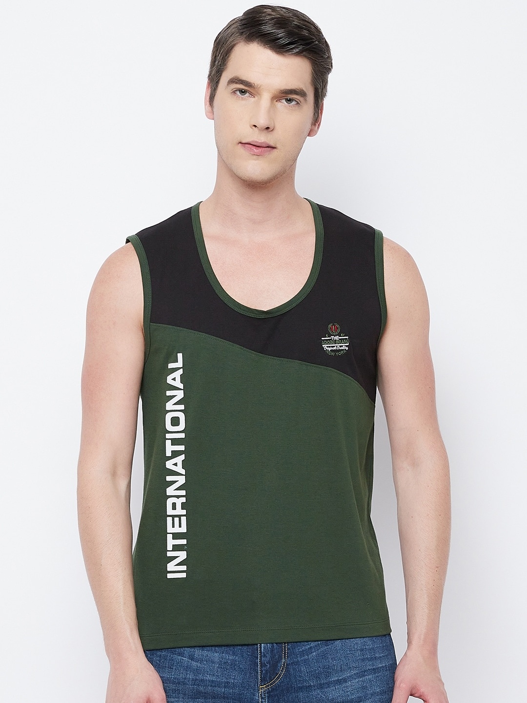 

Adobe Men Green Colourblocked Cotton T-shirt