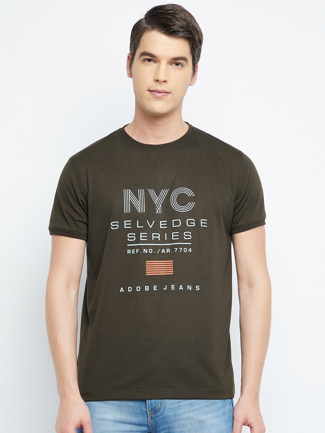 

Adobe Men Green Typography Printed T-shirt