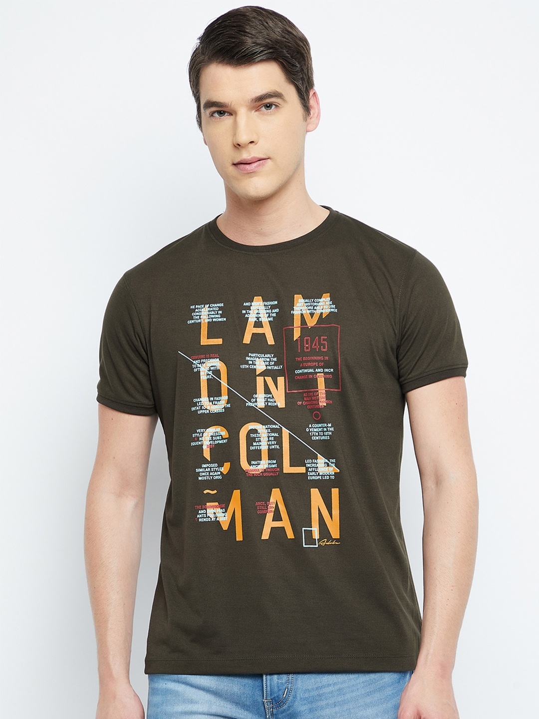 

Adobe Men Green Typography Printed T-shirt