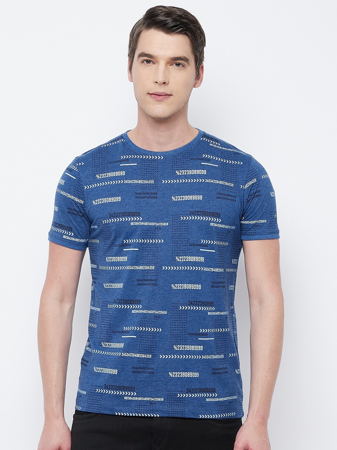

Adobe Men Blue Printed T-shirt