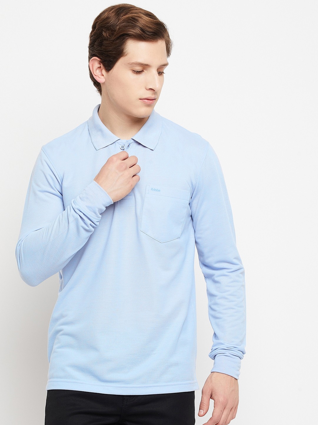 

Adobe Men Blue Polo Collar T-shirt