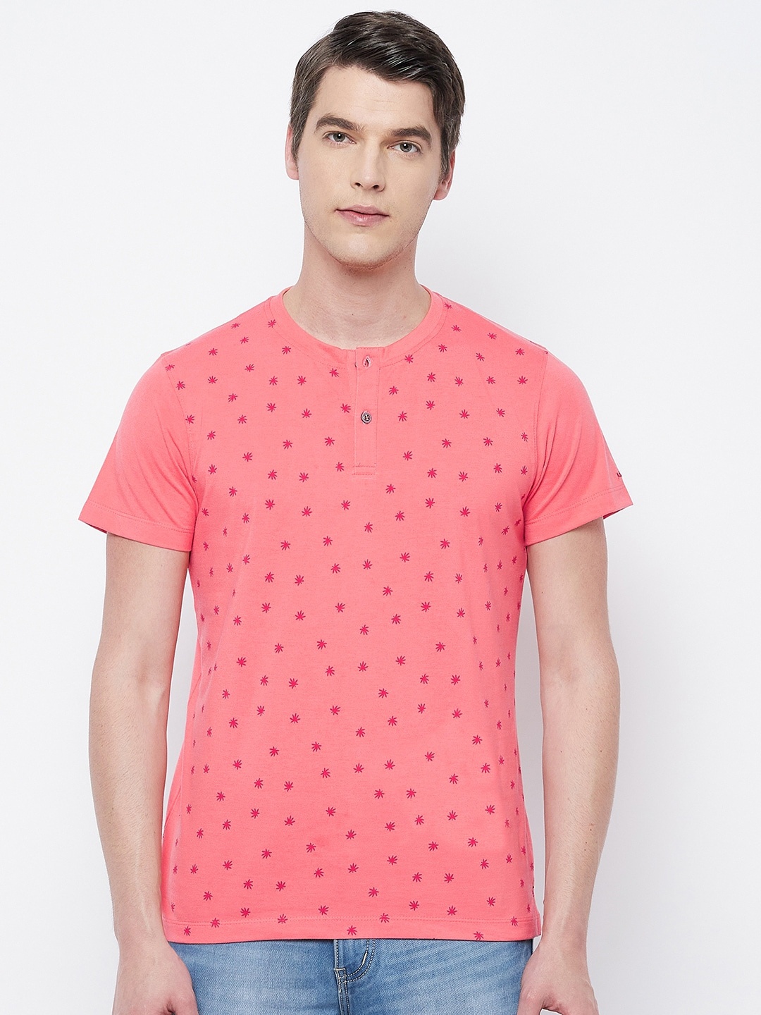 

Adobe Men Coral Printed T-shirt