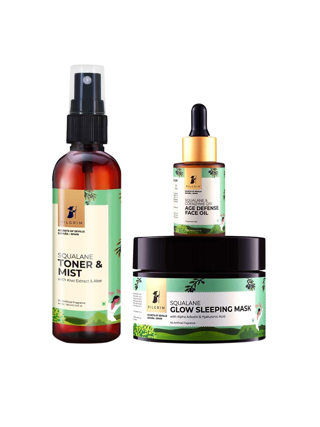 

Pilgrim Secrets of Seville Squalane Gift Set, Green