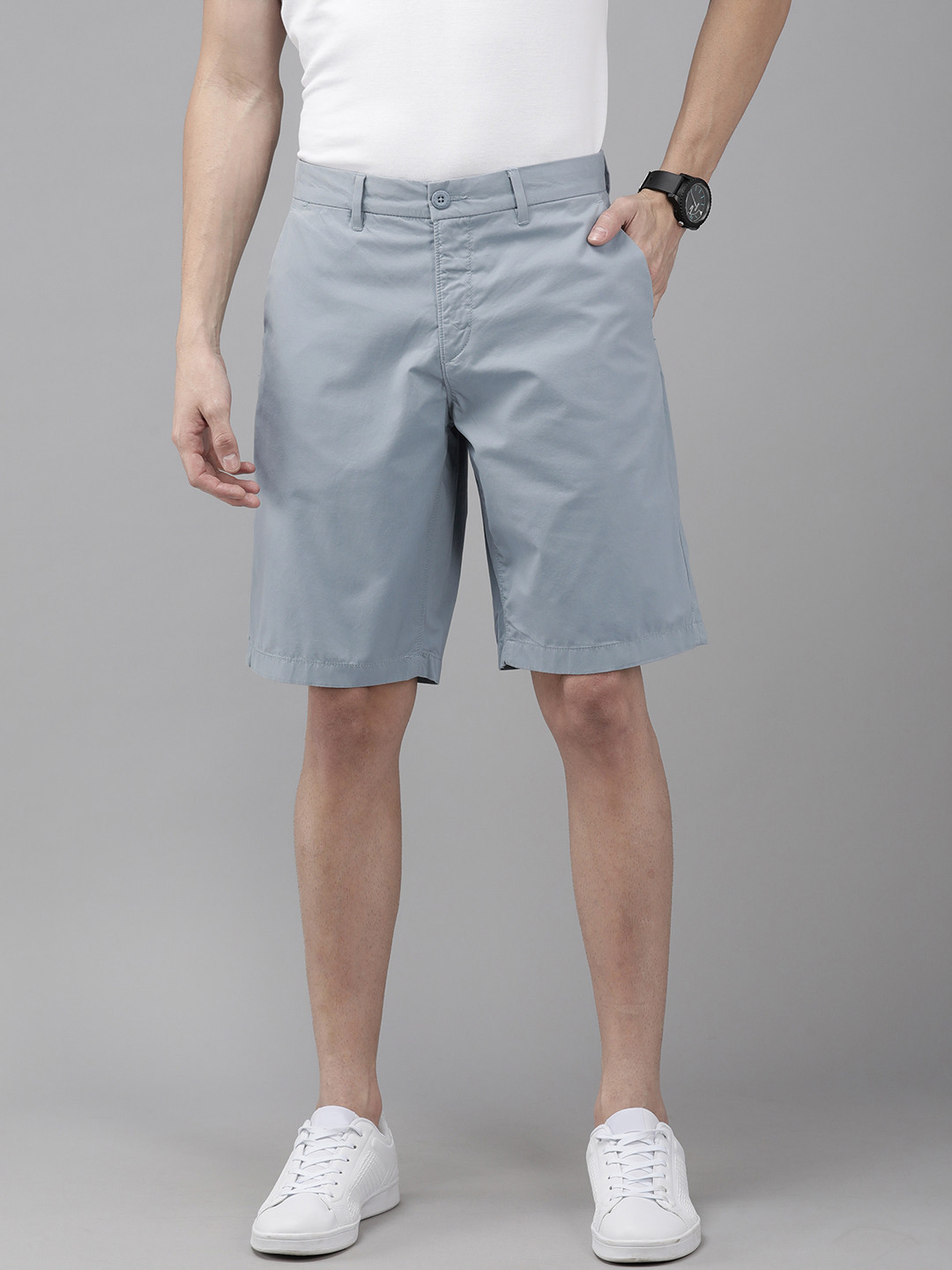 

U S Polo Assn Men Blue Slim Fit Pure Cotton Chino Shorts
