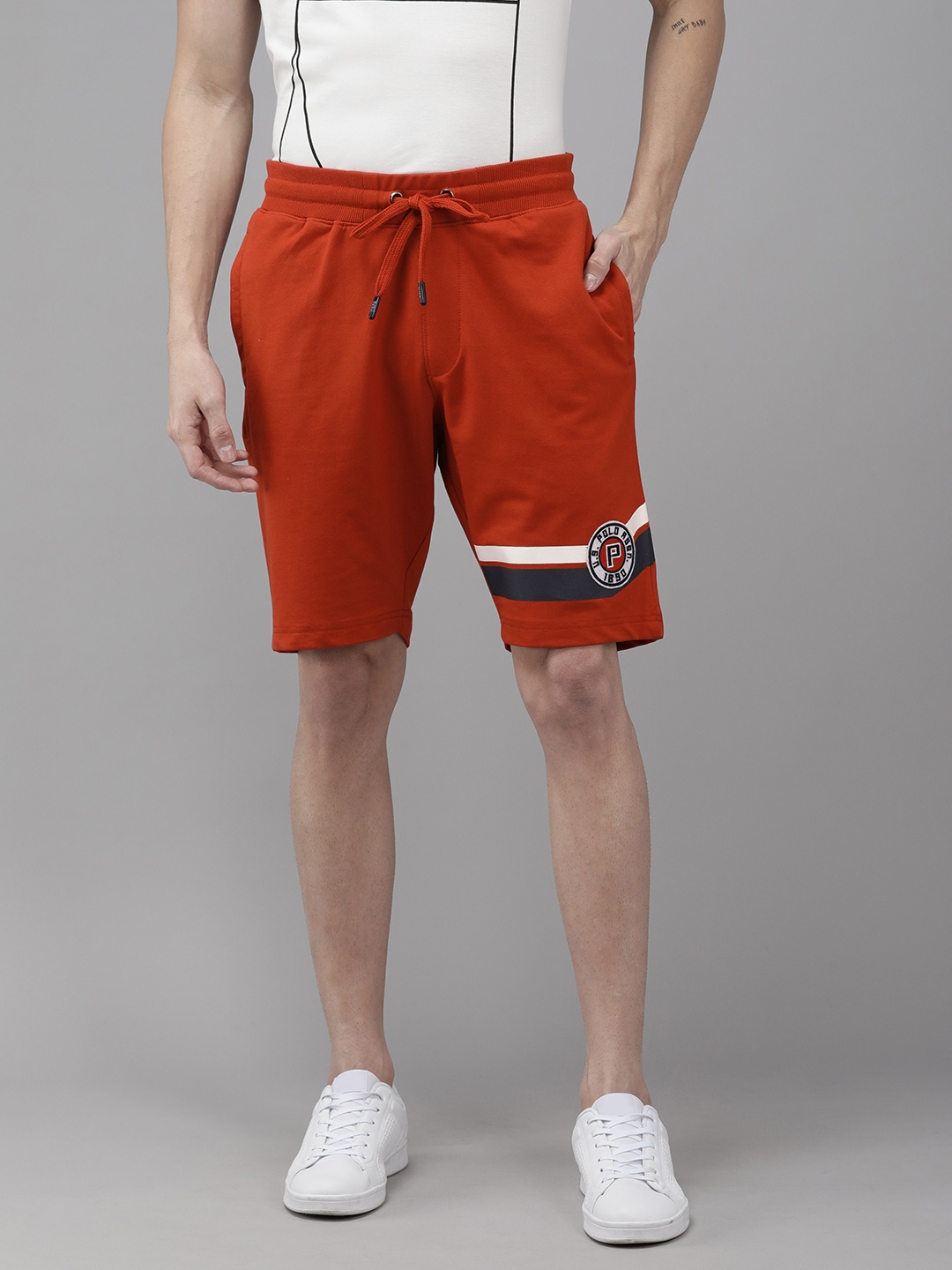 

U S Polo Assn Denim Co Men Red Brand Logo Printed Applique Printed Shorts