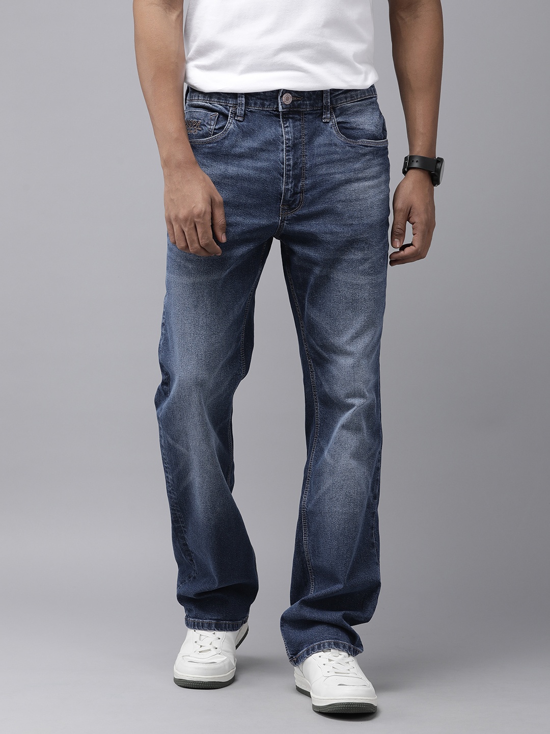

U.S. Polo Assn. Denim Co. Denim Co Men Blue Bootcut Mid-Rise Heavy Fade Jeans