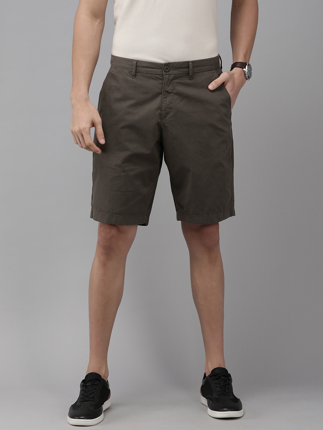 

U S Polo Assn Men Olive Green Slim Fit Pure Cotton Chino Shorts