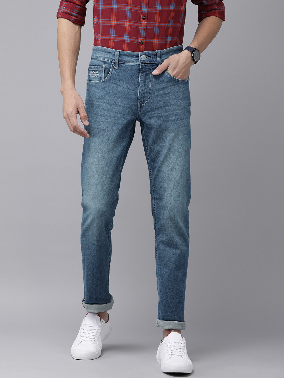

U.S. Polo Assn. Denim Co. Denim Co Men Blue Slim Fit Mid-Rise Light Fade Jeans