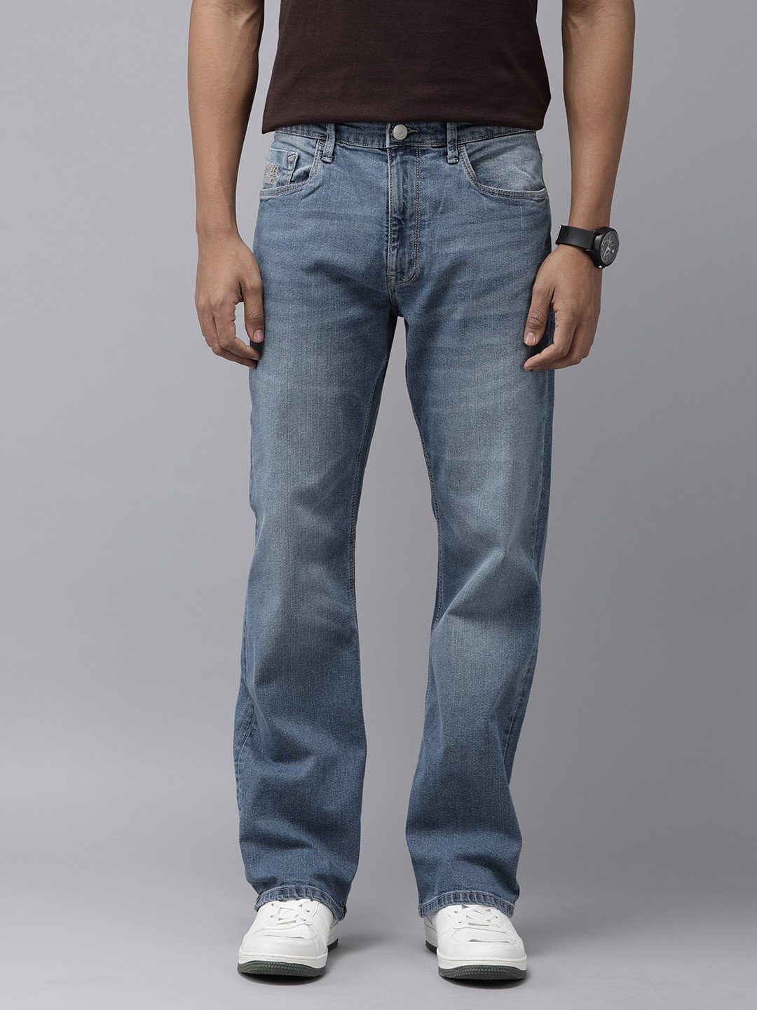 

U.S. Polo Assn. Denim Co. Denim Co Men Blue Bootcut Mid-Rise Heavy Fade Jeans
