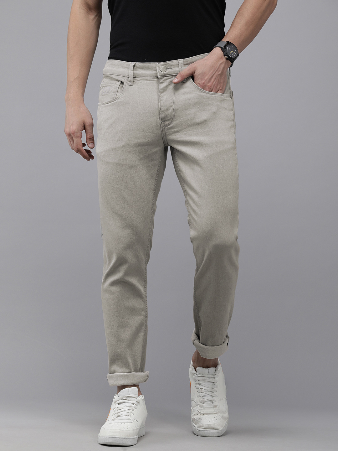 

U S Polo Assn Denim Co Men Grey Solid Slim Fit Stretchable Casual Jeans