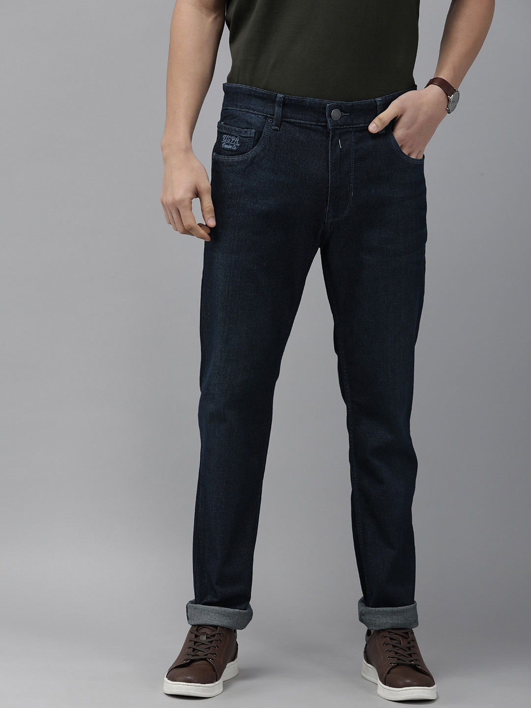 

U S Polo Assn Denim Co Men Navy Blue Slim Fit Mid-Rise Stretchable Jeans