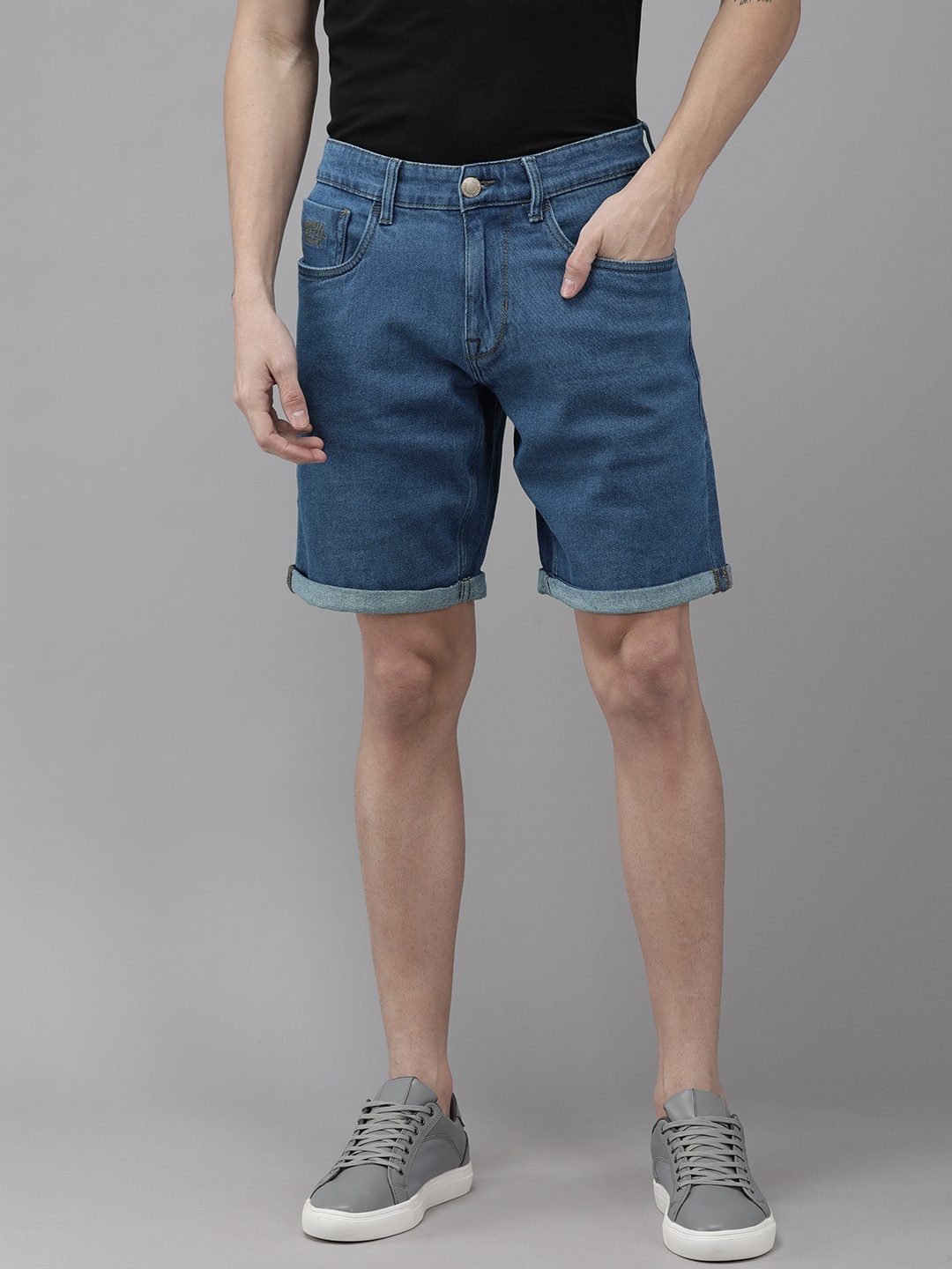 

U S Polo Assn Denim Co Men Blue Slim Fit Mid-Rise Denim Shorts