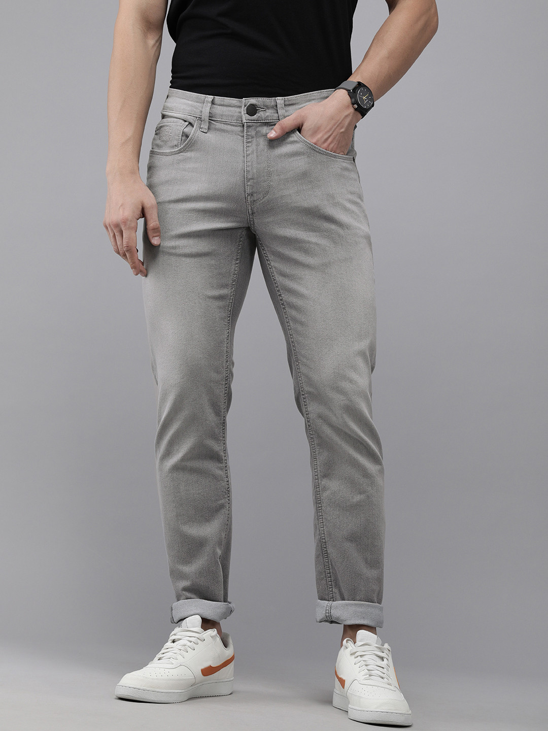 

U S Polo Assn Denim Co Men Grey Slim Fit Light Fade Stretchable Casual Jeans