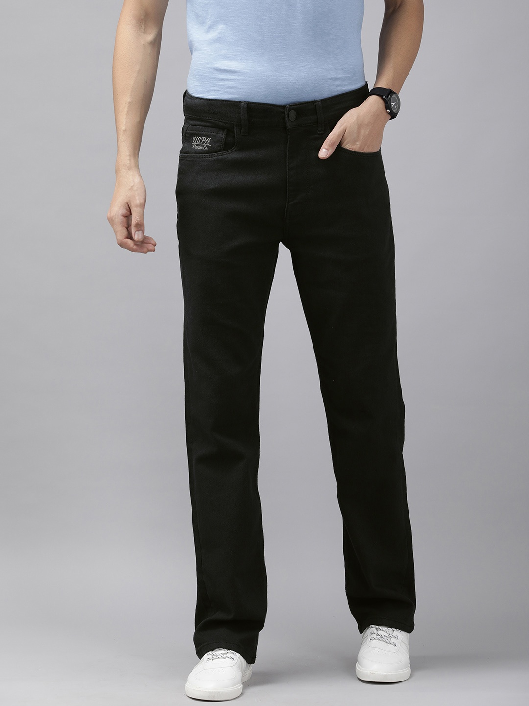 

U.S. Polo Assn. Denim Co. Denim Co Men Black Bootcut Stretchable Casual Jeans