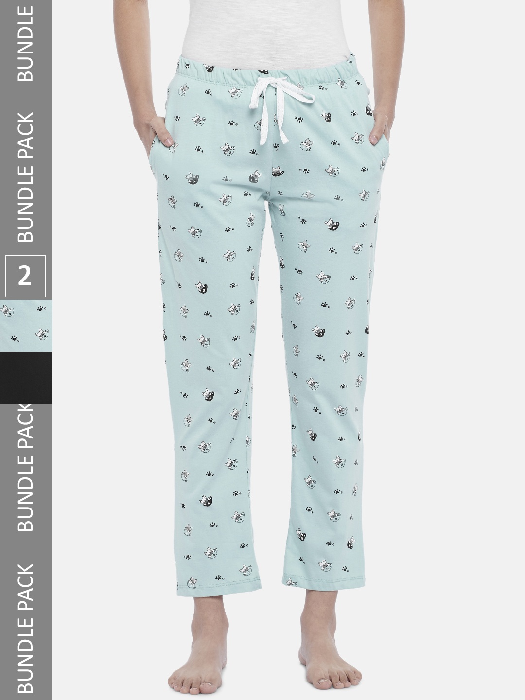 

Dreamz by Pantalons Black & Blue Pack Of 2 Printed Lounge Pants